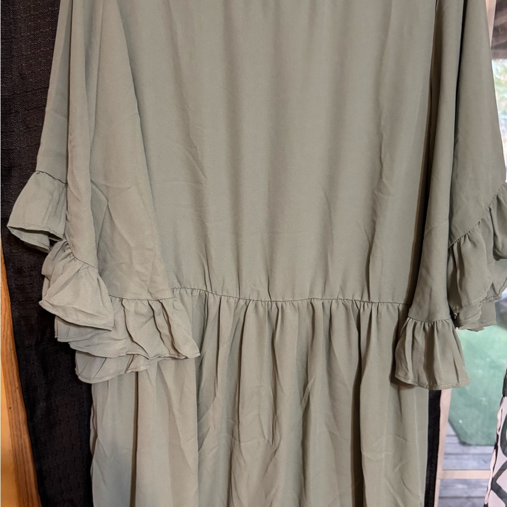 Chic Long Sleeve Olive Dress